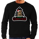 Bellatio Decorations Shoppartners Bv Dieren kersttrui - poes / kat - zwart - heren - Foute katten kerstsweater - dieren liefhebber XXL