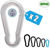 AMIG Karabijnhaak - 2x - Roestvrij staal 316 - 5 x 50mm - 50kg
