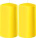 Enlightening Candles 2x Gele cilinderkaarsen/stompkaarsen 6 x 15 cm 58 branduren - Geurloze kaarsen geel