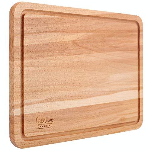 Home Creative Houten snijplank | 30,5 x 22,5 x 1,5 cm | Snijplank met Sapgroef | Natuurlijk Beukenhout | Omkeerbaar | Ideaal voor Elk Huis en Keuken