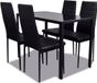 dkd-home-decor Ensemble de salle à manger 5 pièces Noir 105 x 60 x 74 cm en verre trempé et fer avec rembourrage en similicuir