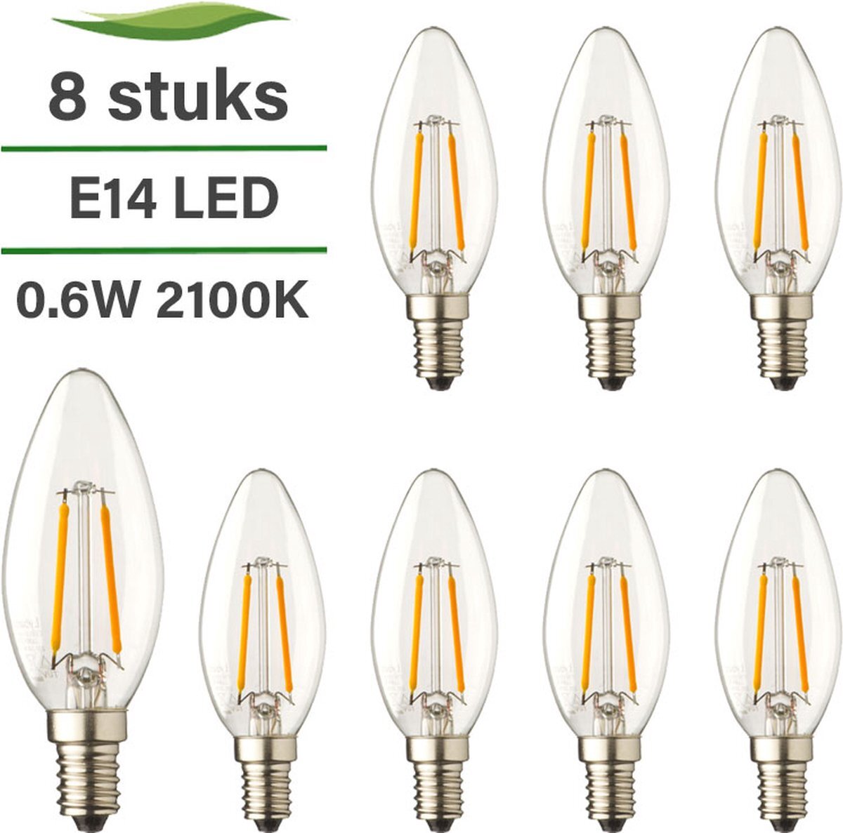 Lybardo 8 stuks E14 LED kaarslamp 0.6W 2100K Extra Warm 80 lumen