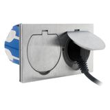Zenitech Dubbel stopcontact 16 A 2P+T, geborsteld aluminium afwerking, IP55, met aluminium installatiebox
