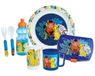 De Lion King Kinderserviesset met 1 glas van 220 ml, 1 bord Ø 22 cm, 1 mok 350 ml, 1 drinkfles 350 ml, 1 snackbox en 2 besteken, hoogte 13,5 cm, herbruikbaar servies