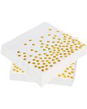 60 Bol 60 stuks servetten gouden stippen, 3-laags gouden folie papieren servetten papier servetten wit voor decoratie feest, verjaardag, bruiloft en vakantiefeest (33 x 33 cm)