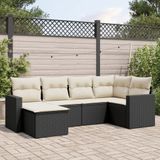 Maison Exclusive - Ensemble de meubles de jardin 6 pièces avec canapé et coussins, noir, en polyrotin