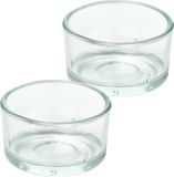 Trend Candles porte-bougie chauffe-plat - 2x - verre - transparent - 4x3 cm - bougie chauffe-plat