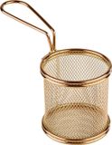Serveer RVS Frietmandje "Snack Holder" - Goudkleur - Ø8 x H7.5 cm