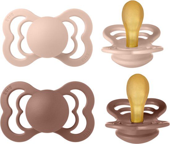 BIBS Supreme Latex Fopspeen - Woodchuck/Blush - 6+ maanden - 2 stuks