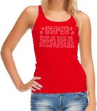Bellatio Decorations Glitter Super Mama tanktop rood met steentjes/ rhinestones voor dames - Moederdag cadeaus - Glitter kleding/ foute party outfit L
