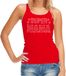 Bellatio Decorations Glitter Super Mama tanktop rood met steentjes/ rhinestones voor dames - Moederdag cadeaus - Glitter kleding/ foute party outfit L