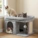oCreon Krabpaal voor katten - 35 cm - met groot rustbed - kattenhuis en pluchen bal - lichtgrijs