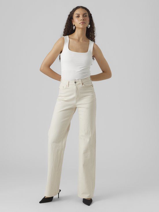Vero Moda VMTESSA High Rise Wide Fit Jeans Ecru