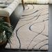 Safavieh Florida Shag Collection SG471-1165 Abstract Wave Getextured 1,18-inch dikke runner, 2' 3" x 7", crème/blauw