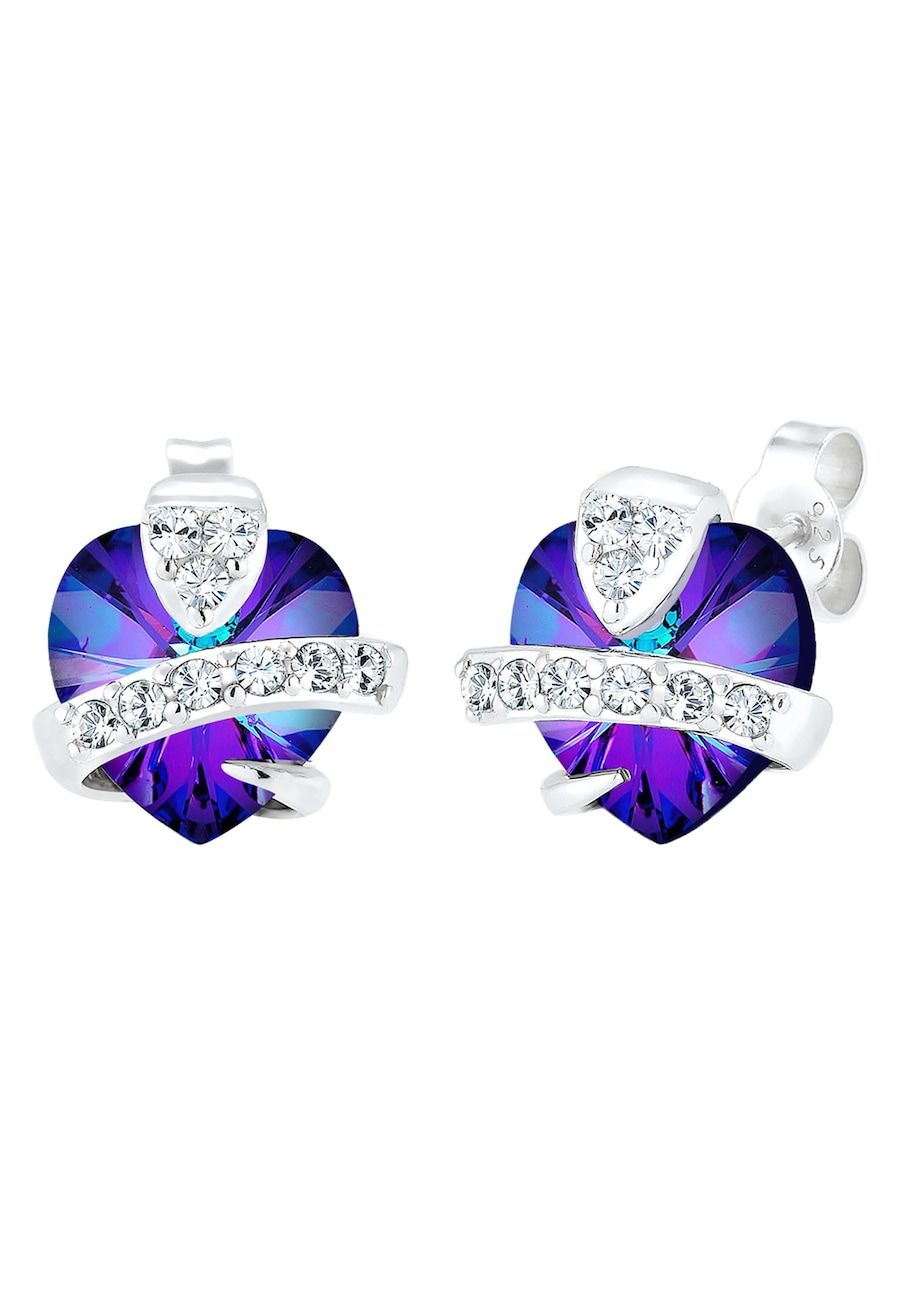 Elli Oorbellen Dames Hart Motief Speels met Kristallen in 925 Sterling Zilver