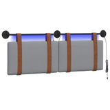 vidaXL - Hangend hoofdbord - Met LED-verlichting - Lichtgrijs - Antiek - PU