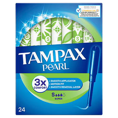 Tampax Pearl Super wit, blauw