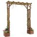 Arche de jardin en bois de sapin, avec 2 bacs à fleurs, pergola extérieur toit suspensions, treillis latéral plantes grimpantes, 208 x 55 x 220 cm