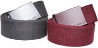 Urban Classics Colored Buckle 2pack Canvas riem S/M Bordeaux rood/Grijs