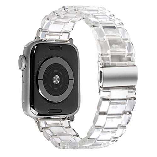 DEALELE Band Compatibel met iWatch 38mm 40mm 42mm 44mm, Kleurrijke Hars Armband Vervanging voor Apple Watch Series 6 / 5 / 4 / 3 / SE Vrouwen Mannen, 38mm/40mm, Transparant