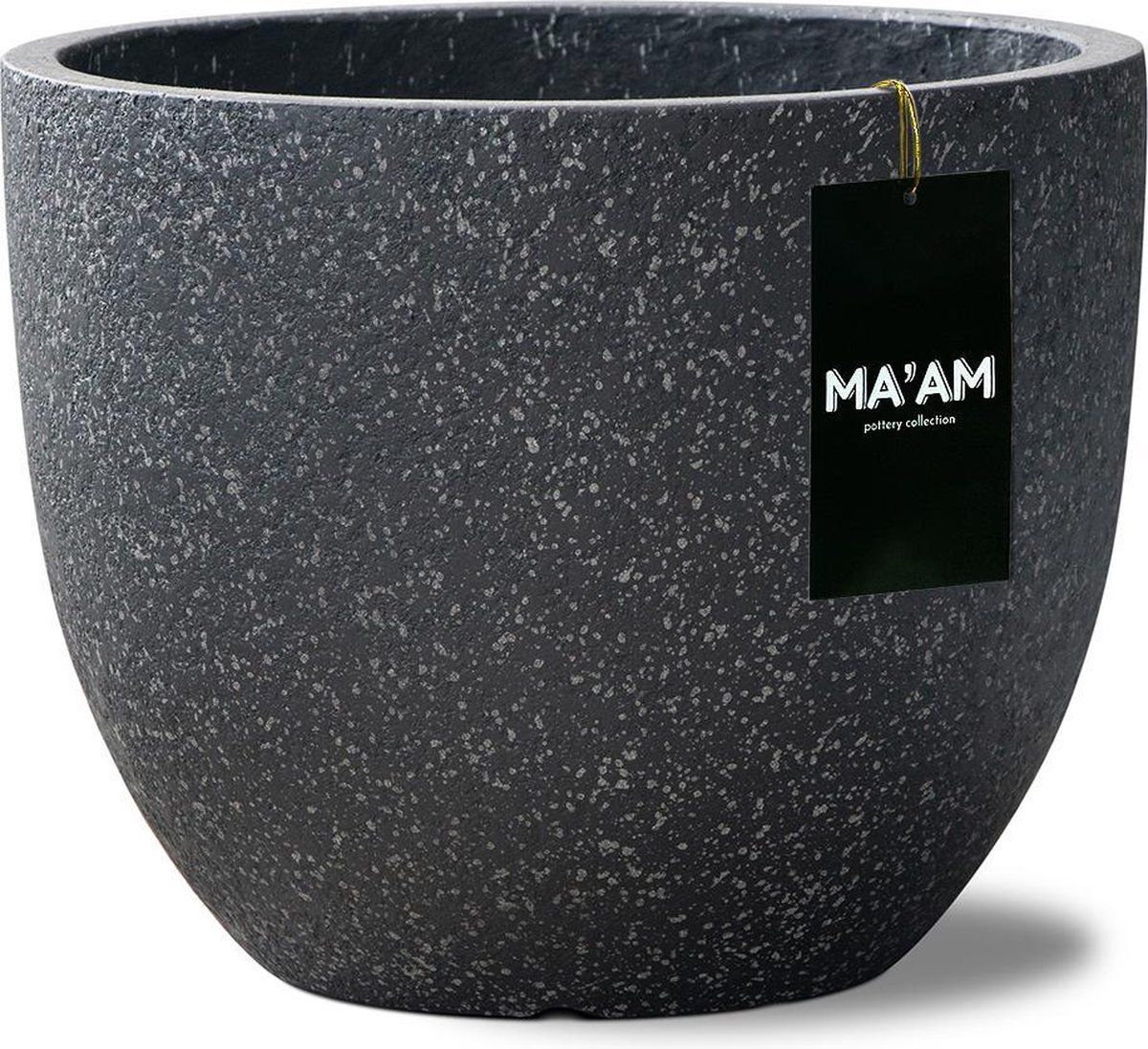 MA'AM pottery collection MA'AM Leah - Bloempot - Rond - 30x25 - Zwart Granito - Lichtgewicht - Modern/Industrieel/Scandinavisch