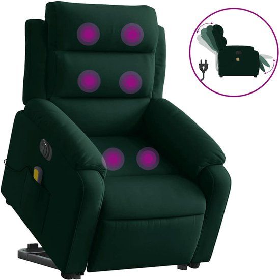 vidaXL Sta-op-massagestoel elektrisch verstelbaar fluweel donkergroen