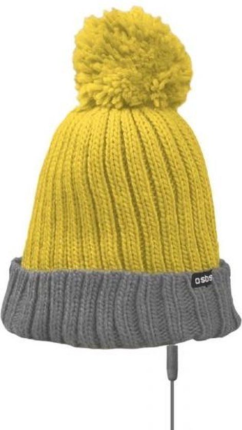 SBS TTWINTERCAPSY hoofdtelefoonmuts Bedraad Grijs, Geel