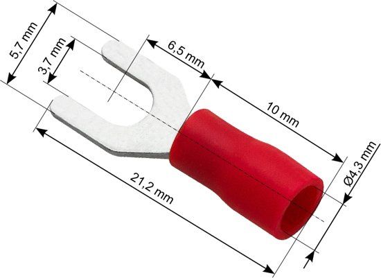 ABC-LED Vorkkabelschoen Rood 3.7-5.7 mm - Gat diameter 4.3 mm - M3 - 100 Stuks