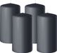 Enlightening Candles Cilinderkaars/stompkaars - 4x - antraciet - D6 x H8 cm - 27 branduren