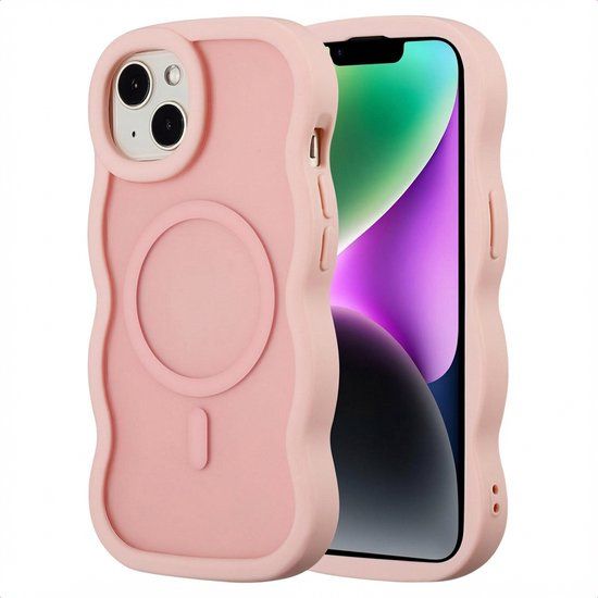 Selencia Wavy Case - Golvend Hoesje geschikt voor Apple iPhone 14 / 13 - Soft Pink
