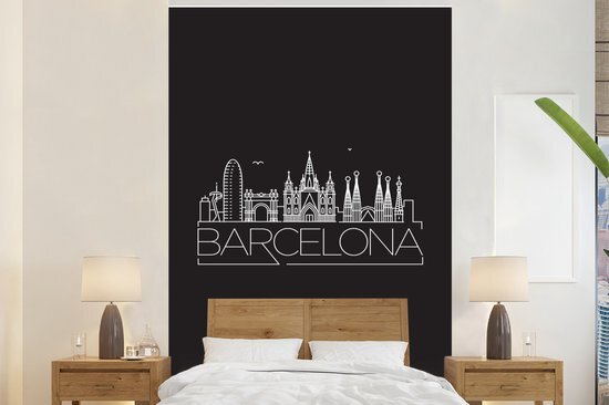 Nr1Wallpaper Behang - Fotobehang Skyline Barcelona zwart - Breedte 180 cm x hoogte 280 cm