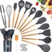 Bol set d'ustensiles de cuisine en silicone - antiadhésif, résistant à la chaleur - 5 pièces - gris