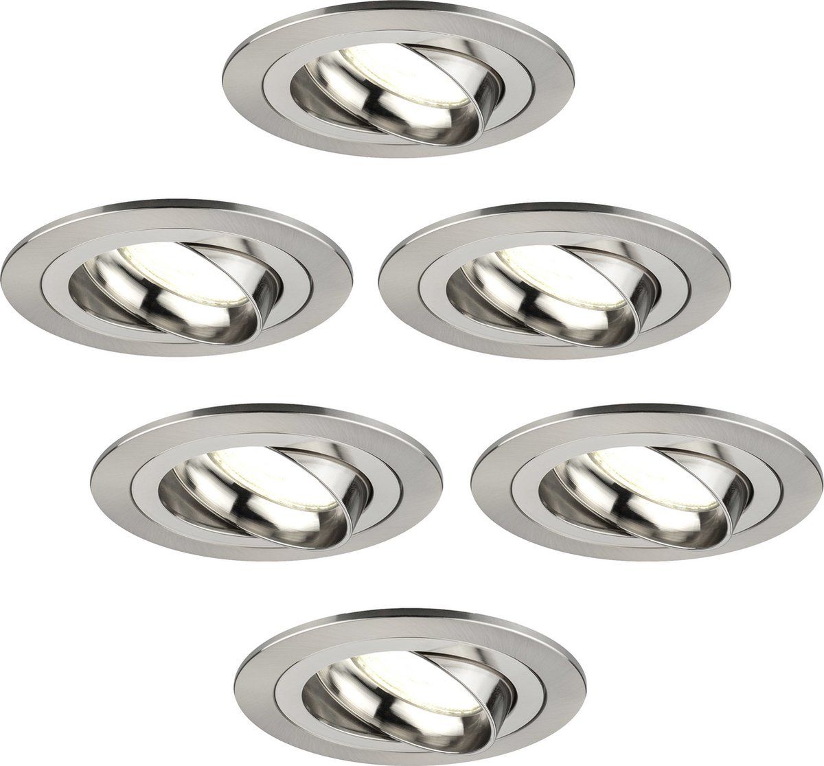 LEDVION Tokyo - LED Inbouwspot - 6-Pack - 5W - 4000K - Ø92mm - RVS