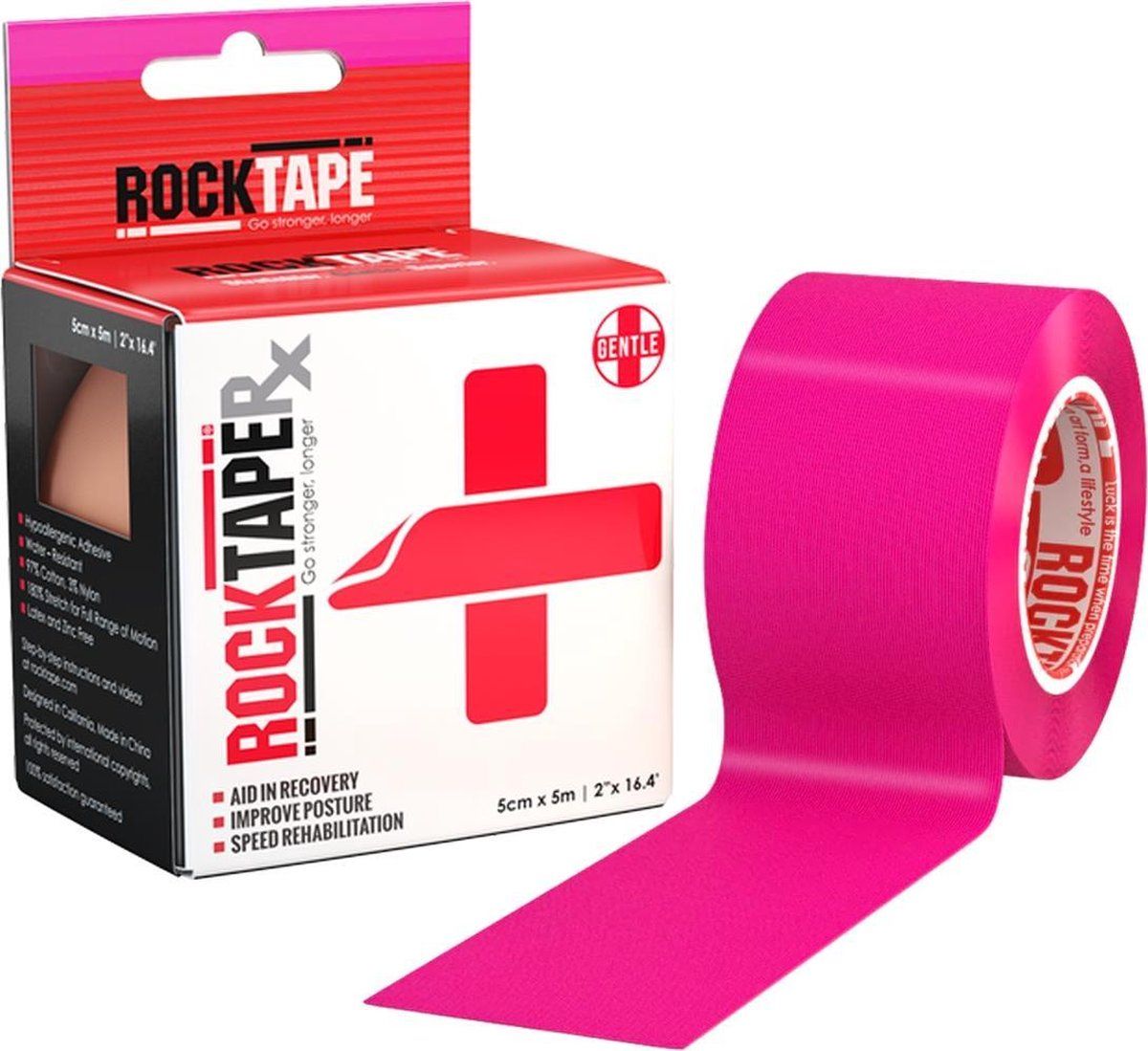Rocktape RX Kinesiotape - Sporttape - 5 cm x 5 m - Roze