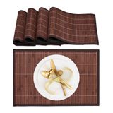 Relaxdays Placemat Rechthoek Zwart, Bruin 4 stuk(s)