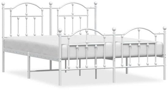 vidaXL Bedframe met hoofd- en voeteneinde metaal wit 150x200 cm