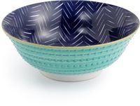 Mikasa Ramen Kom Indigo Chevron Keramiek Japans Design 1L 21cm