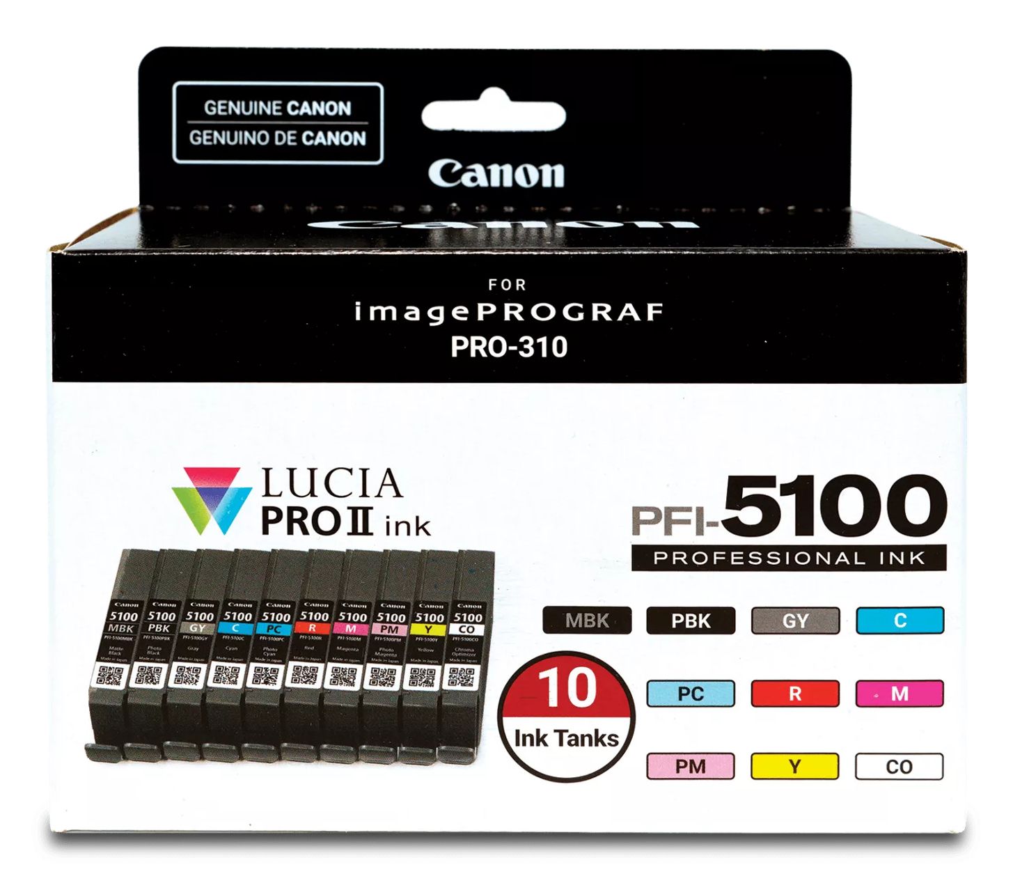 Canon PFI-5100 Multipack Inktcartridge 10 stuk(s) Origineel Normaal rendement Cyaan, Mat Zwart, Zwart