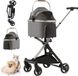 Bol Poussette pliable 3-en-1 pour animaux de compagnie - Poussette tout-terrain pour chats et chiens avec transporteur amovible