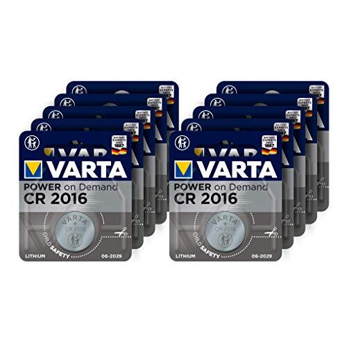 varta Power on Demand CR2016 Lithium knoopcellen 3 V - verpakking van 10 stuks - slim, flexibel en krachtig voor mobiele consumenten - bijvoorbeeld voor diverse slimme toepassingen en autosluitingen