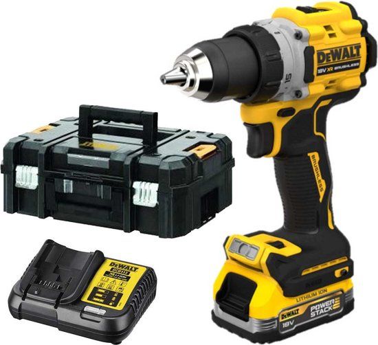DeWALT DCD805E1T Compacte Accu Klop-/Schroefboormachine 18V XR 1.7Ah POWERSTACK | TSTAK