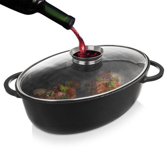 orion group Orion Grande Serie - Ovale Granieten Braadpan - 8 liter - Glazen Deksel - Non-Stick