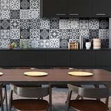 Tegel Azulejos Zelfklevende tegelstickers, cementtegels, mozaïek, wandtegels, badkamer en keuken, zelfklevende cementtegels, 20 x 20 cm, 12 stuks