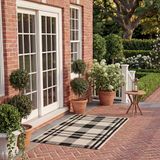 Safavieh Hedendaags tapijt voor woonkamer, eetkamer, slaapkamer - Courtyard Collection, korte pool, zwart en been, 75 x 120 cm