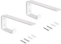 Emuca Plankdragers – Wandsteun – Schapdragers - Met Ophanghaak – Minimalistisch – Metaal - Meubelbeslag - Wandplank - voor Planken 60-80 x 25 cm - Staal – Max. 10 kg – Incl. bevestigingsmaterialen - 2 Stuks – 20 cm – Wit