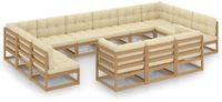 vidaXL Loungeset - 13-delig - Massief Grenenhout Tuinmeubels - Lounge Set - Hoekenbank - Houten Bank - Grenenhout