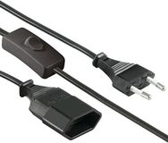 Kopp Euro Verlengsnoer met Schakelaar - 2x0.75mm² - 3m - Zwart