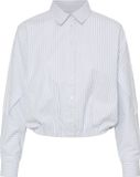 ICHI IHJADELINE SH Dames Lange mouwen shirts 38 Polyester/Katoen Wit/Hemelsblauw gestreept