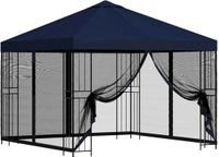 vidaXL Tuinpaviljoen met zijwanden, 3 x 3 meter, blauw, polyester en staal