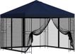 vidaXL Tuinpaviljoen met zijwanden, 3 x 3 meter, blauw, polyester en staal